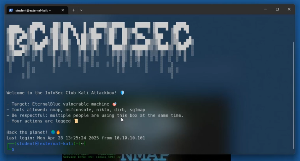 MOTD of the Kali VM
